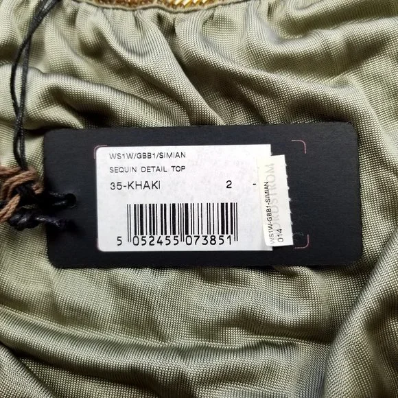 TED BAKER LONDON | Simian Sequin Detail Top Khaki - Picture 5 of 13